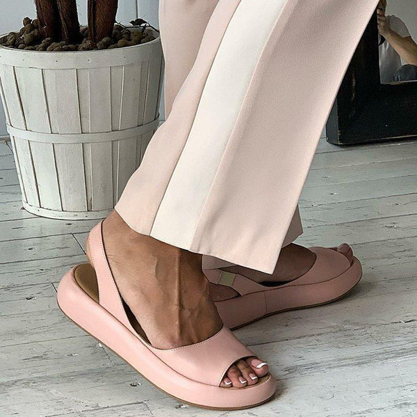 Women Fashion Footbed Peep Toe Slip On Sandals