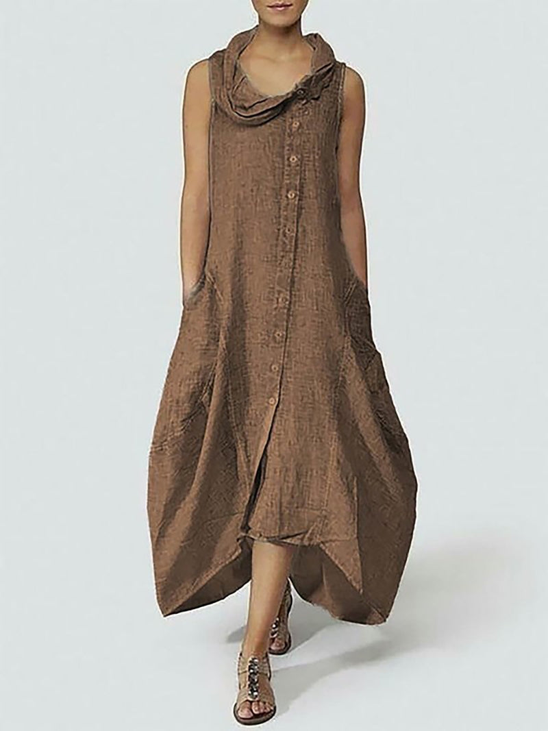 Women Linen Maxi Dresses Plus Size