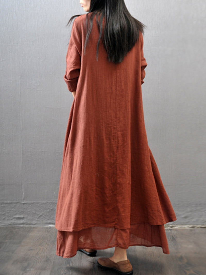 Women Dress Asymmetrical Linen Casual Maxi Dress