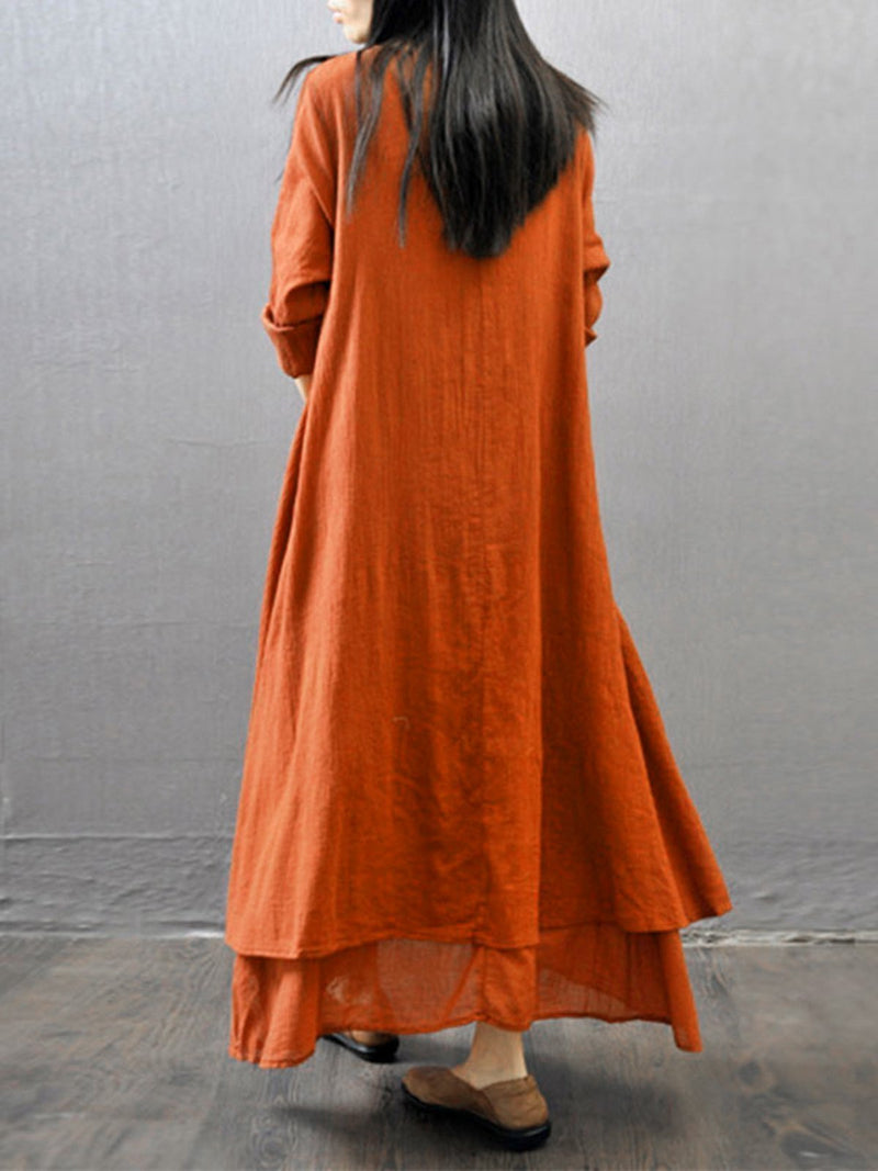 Women Dress Asymmetrical Linen Casual Maxi Dress